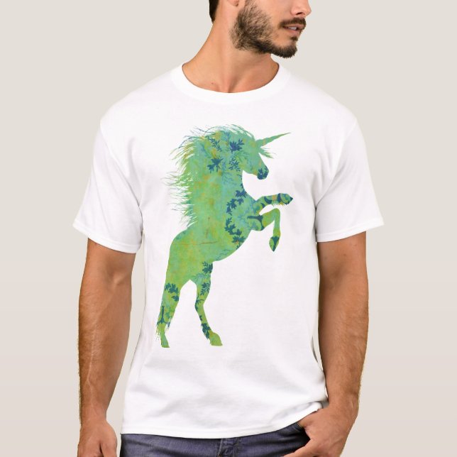 Pretty Blue and Green Unicorn T-Shirt (Front)
