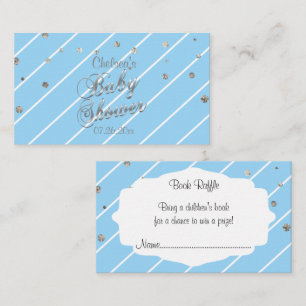 Pretty Blue and Silver - Baby Shower Book Raffle Enclosure Card
