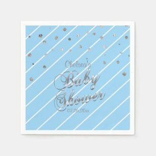 Pretty Blue and Silver - Baby Shower Napkin