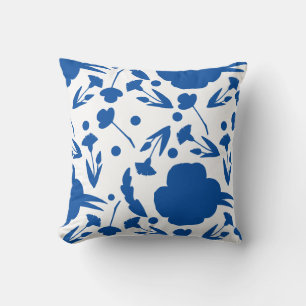 Pretty Blue and White Floral Cushion