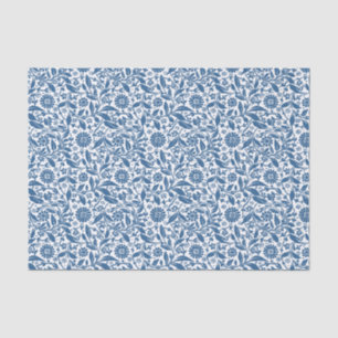 Pretty Blue and White Floral Pattern Tissue Paper