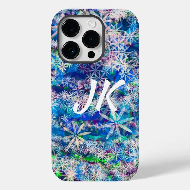 Pretty Blue and White Flowers or Snowflakes   Case-Mate iPhone Case (Back)