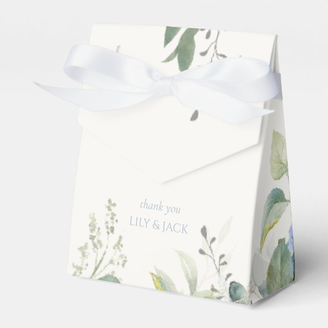 Pretty Blue and White Hydrangea Event Wedding  Favour Box (Front Side)
