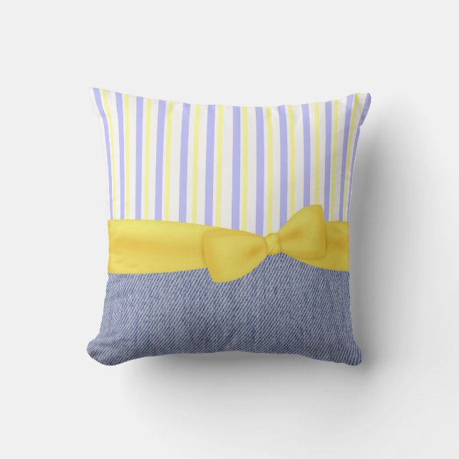 Pretty Blue and Yellow Accent Pillow (Front)
