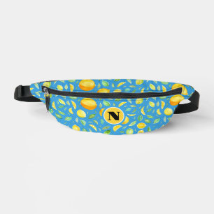 Pretty Blue And Yellow Citrus Watercolor Monogram Bum Bags