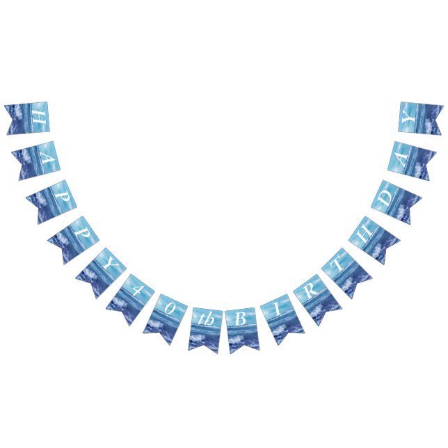 Pretty Blue Atlantic Ocean Waves Sky Birthday Bunting (All)