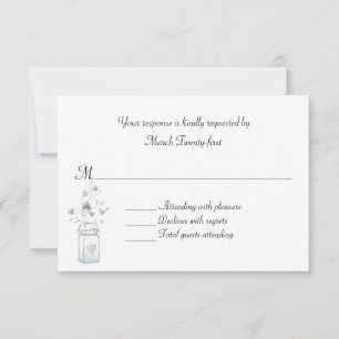 Pretty Blue Bells Custom Wedding RSVP Card