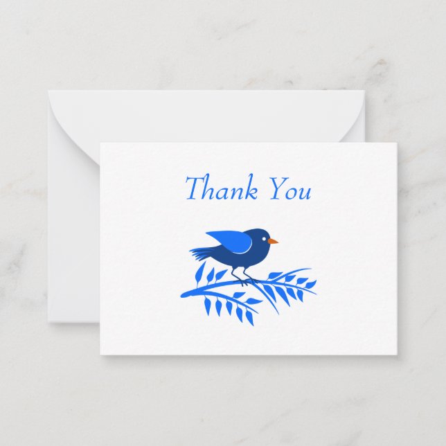 Pretty Blue Bird Nature Simple Thank You Custom Card (Front)
