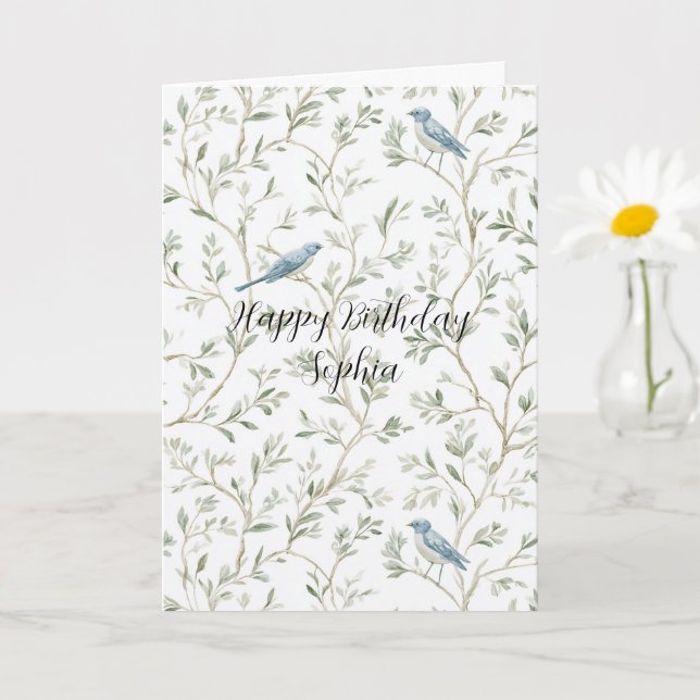 Pretty Blue Birds Birthday Card (Small Plant)