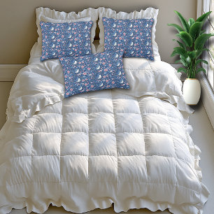 Pretty Blue Birds Pink Roses Elegant Decorative Cushion