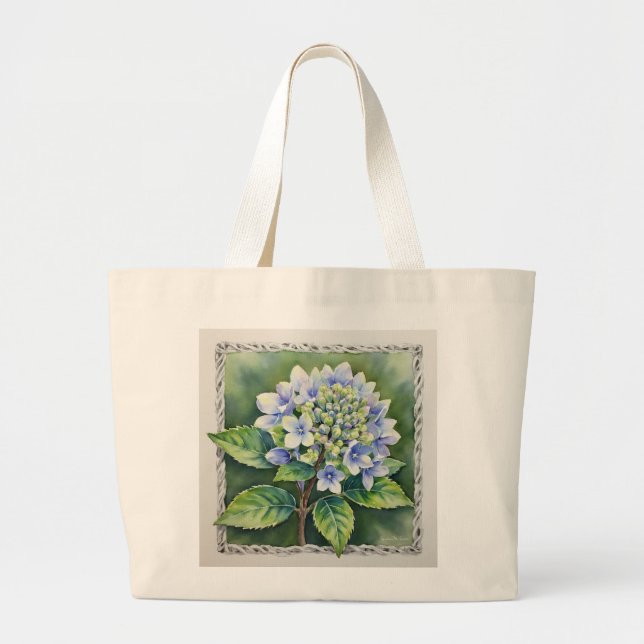Pretty Blue Bloom Large Tote Bag (Front)