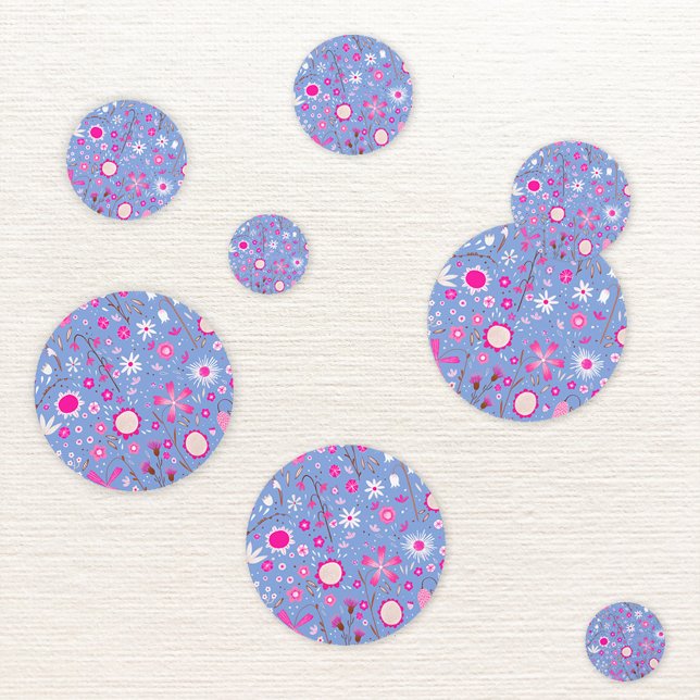 Pretty Blue Botanical Wildflower Floral Confetti (Wildflower floral blue and pink modern table confetti)