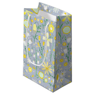 Pretty Blue Botanical Wildflower Floral Small Gift Bag
