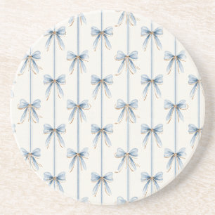 Pretty Blue Bows & Stripes Coaster