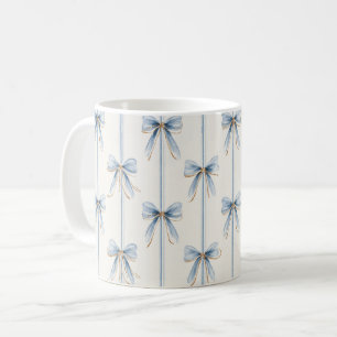 Pretty Blue Bows & Stripes Coffee Mug