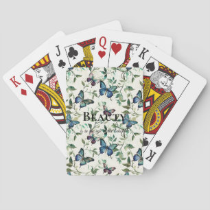 Pretty Blue Butterflies Beauty Quote Playing Cards