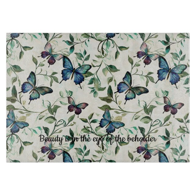 Pretty Blue Butterflies Bridal Shower Cutting Board (Front)