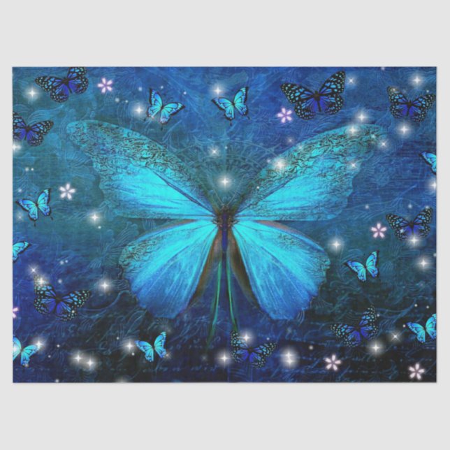 Pretty Blue Butterflies Tissue Paper (Front)