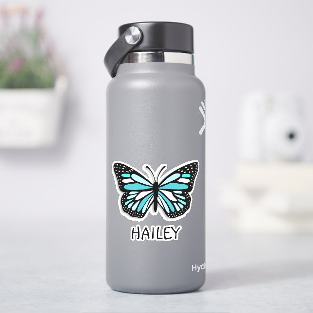 Pretty Blue Butterfly and Name Personalised   (HydroFlask)