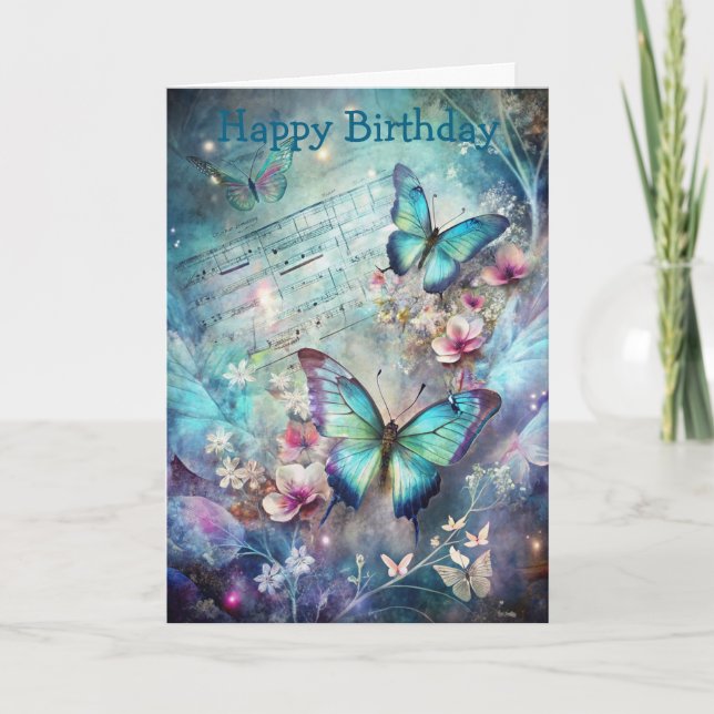 Pretty Blue Butterfly Card (Front)
