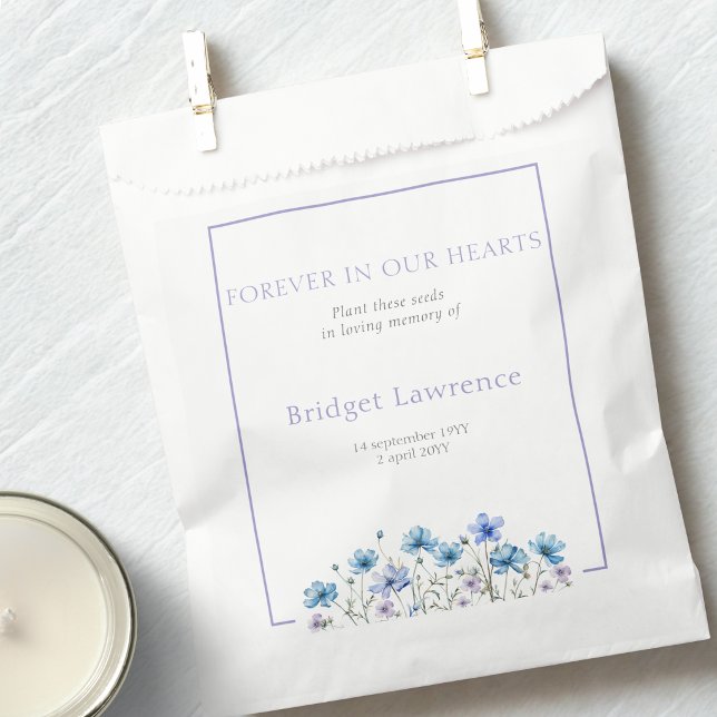 Pretty Blue Cosmos Flowers Funeral Seed Packet Favour Bag (Creator Uploaded)