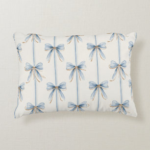 Pretty Blue Cream Bows Decorative Cushion
