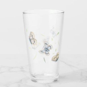 Pretty Blue & Cream Butterflies in Flight Glass