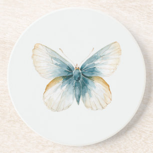Pretty Blue Cream Butterfly Coaster