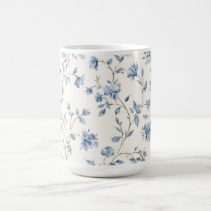 Pretty Blue Cream Flowers Coffee Mug