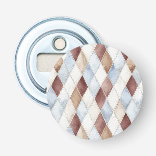 Pretty Blue Cream Tan Brown Diamonds Bottle Opener