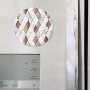 Pretty Blue Cream Tan Brown Diamonds Magnet