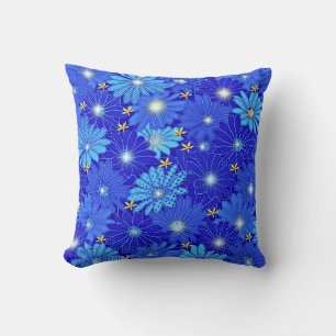 Pretty Blue Daisy Pattern Cushion