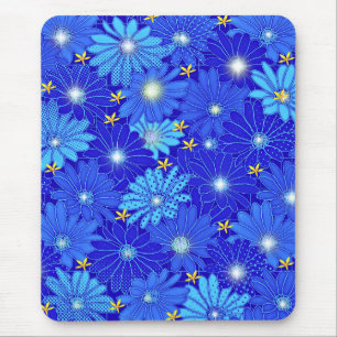 Pretty Blue Daisy Pattern Mouse Pad
