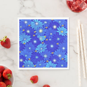 Pretty Blue Daisy Pattern Napkin