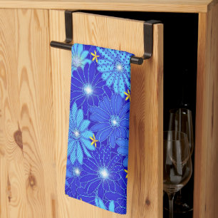 Pretty Blue Daisy Pattern  Tea Towel
