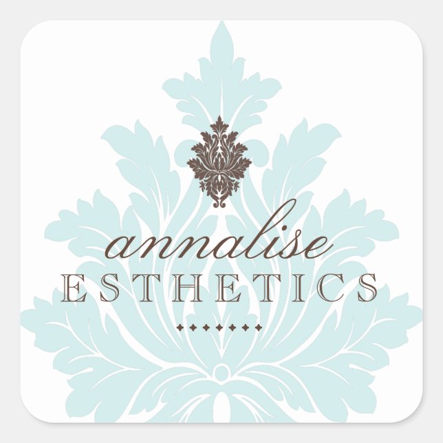 Pretty Blue Damask Stickers (Front)