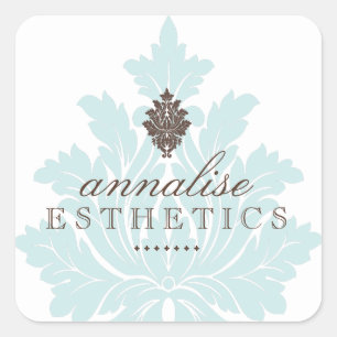 Pretty Blue Damask Stickers