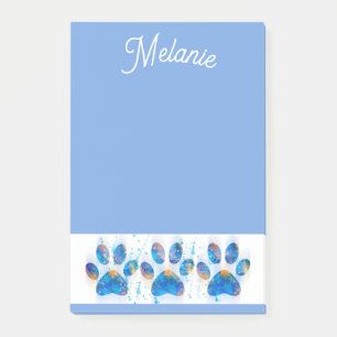 pretty blue dog lovers paw print add text  post-it notes