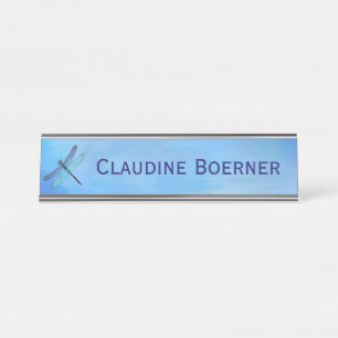 Pretty Blue Dragonfly Desk Hanging Wall Cubicle Desk Name Plate