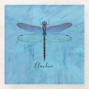 Pretty Blue Dragonfly Drink Beer Coaster
