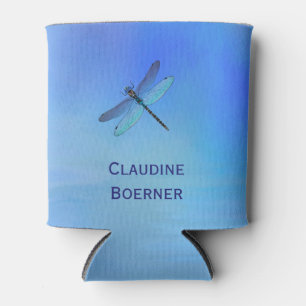 Pretty Blue Dragonfly Office Home Can Cooler