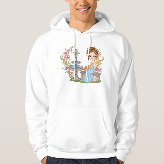 Pretty Blue Faery Pixel Art Hoodie (Front)