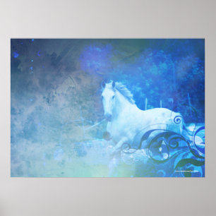 Pretty Blue Fantasy Horse Poster