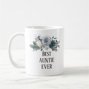 Pretty blue floral Auntie  ever  Coffee Mug