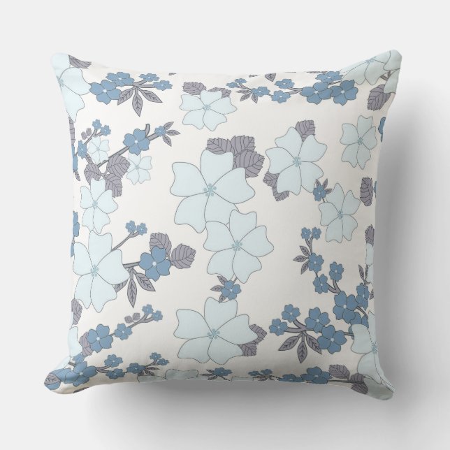 Pretty Blue Floral Cushion (Front)