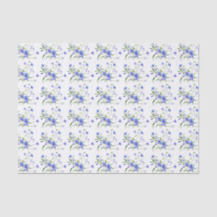 Pretty Blue Floral Pattern Tissue Paper