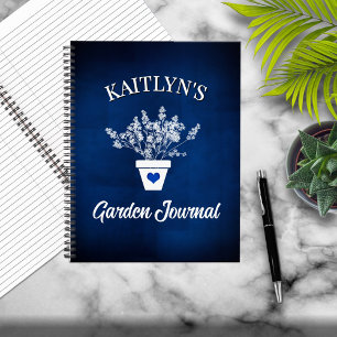 Pretty Blue & Floral Personalized Tote Notebook