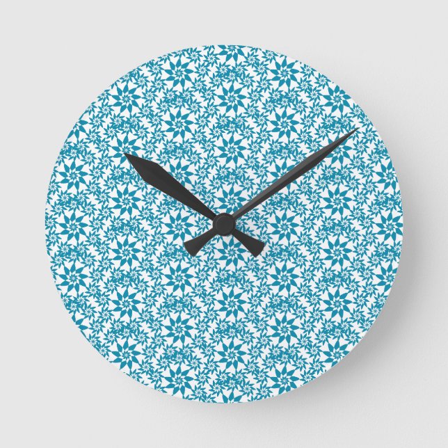 Pretty Blue Floral  Round Clock (Front)