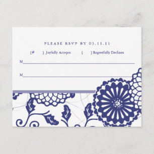 Pretty Blue Floral RSVP Card