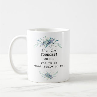 Pretty blue floral youngest child personalised coffee mug